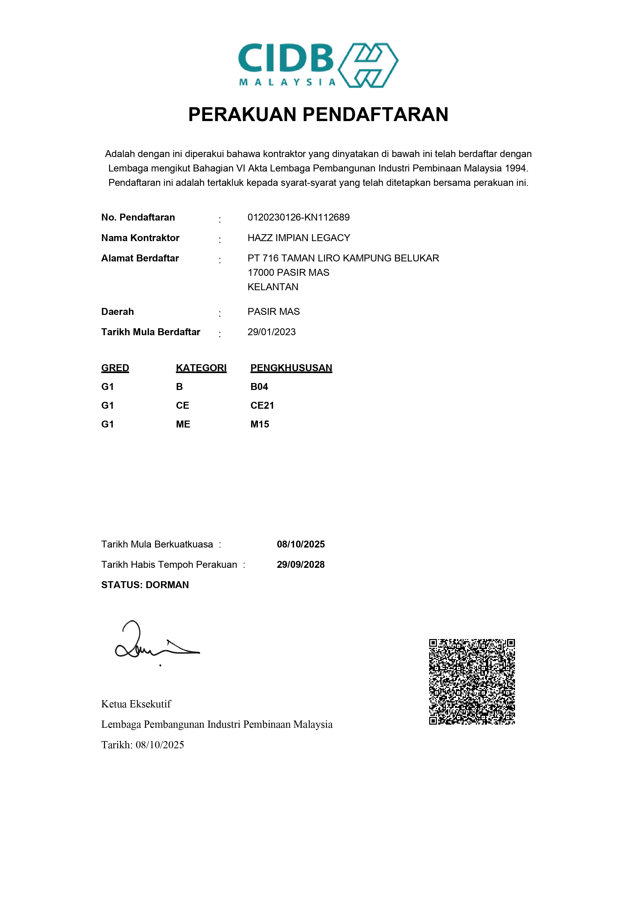 CIDB Registration & Certifications